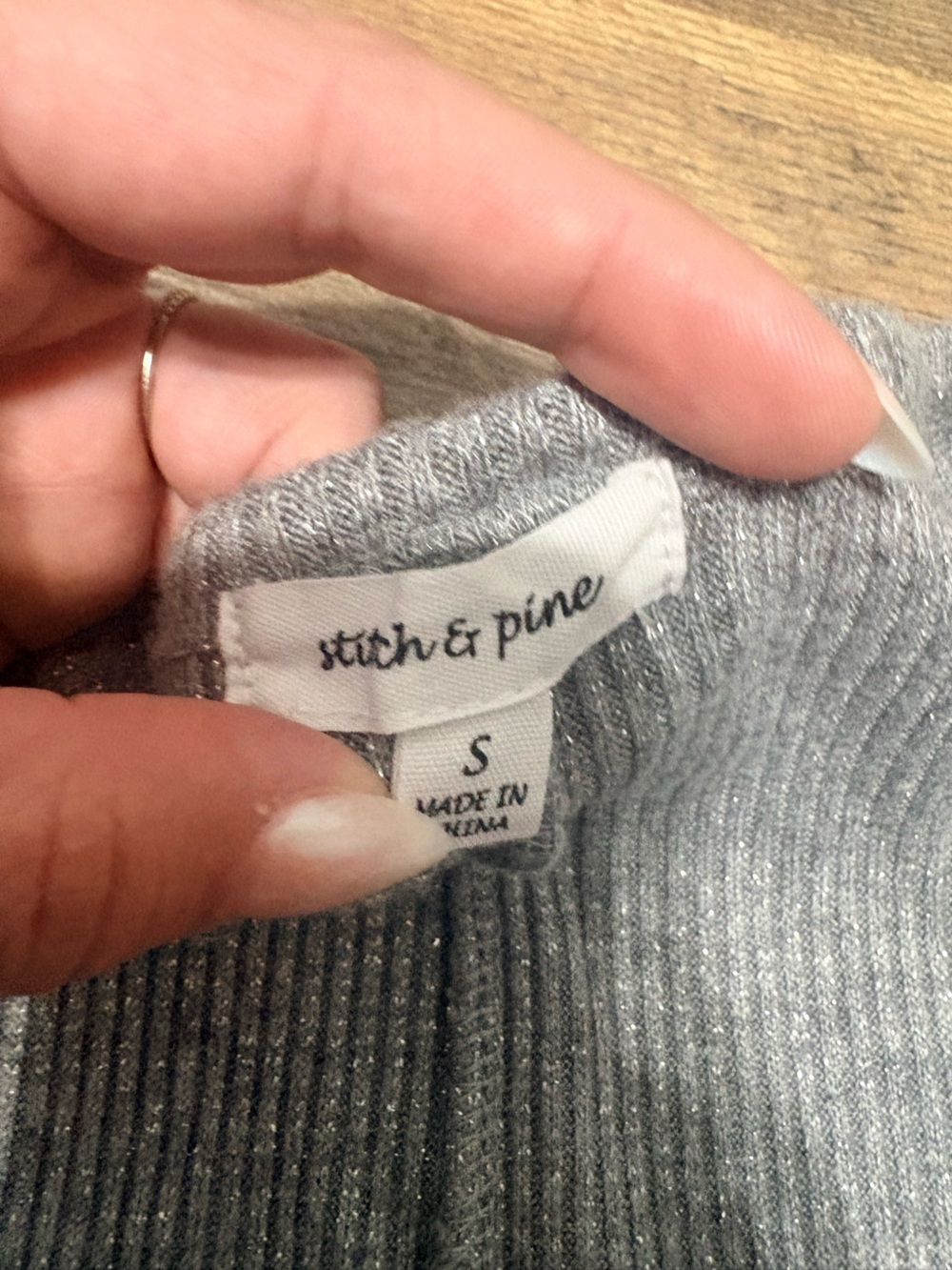 Stitch & Pine Gray Rib Knit Long Sleeve Dress – Size Small - Picture 6 of 7